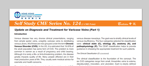 UPDATE ON DIAGNOSIS AND TREATMENT FOR VARICOSE VEINS (PART 1)